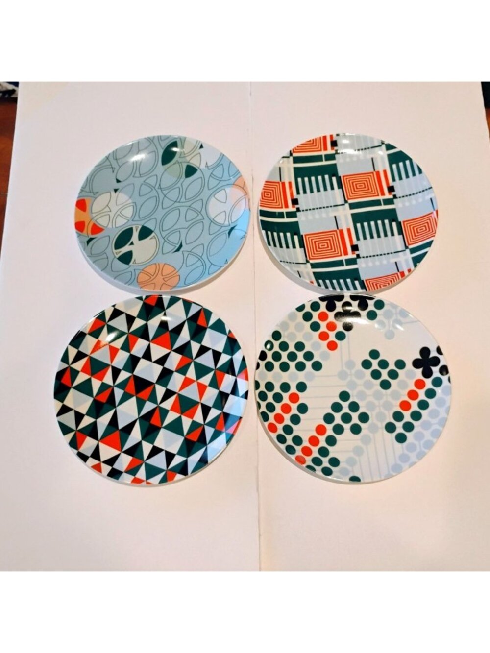 Frank Lloyd Wright 1955 Textile Line Porcelain Dessert Plates Set of 4